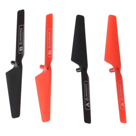 Kaiser Bass Replacement, Drone Spare Fan Blades (Easy to Install Rotating Blades) Perfect Quality Quadruple Pack (4 Plastic Pieces) (2 x Black & 2 x Red) for Alpha Drone 720p Quadcopter