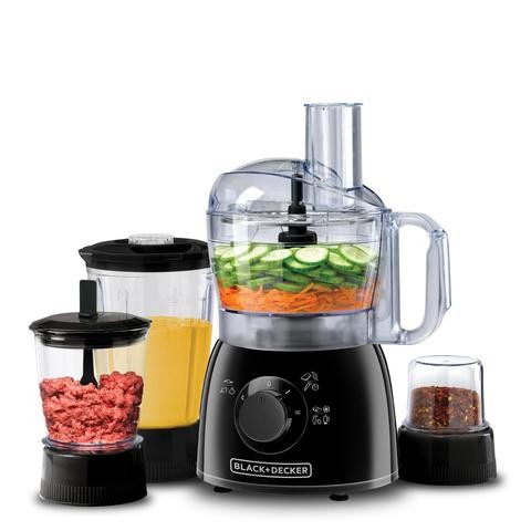 Black & Decker Food Processor 400 Watts 29 Functions With Blender, Chopper And Grinder, Black - KR43-B5