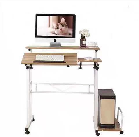 SKY-TOUCH Mobile Standing Desk, Height Adjustable Sit-Stand Mobile Laptop Computer Tablet,Laptops with Keyboard and Mouse Tray, Home Office Desk with Wheels for Computer Workstation