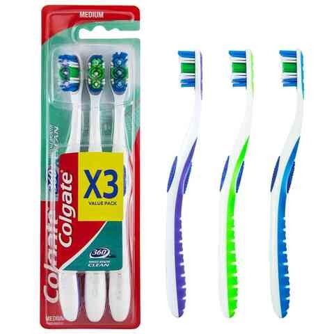 Colgate Toothbrush 360 Medium 3 Pieces