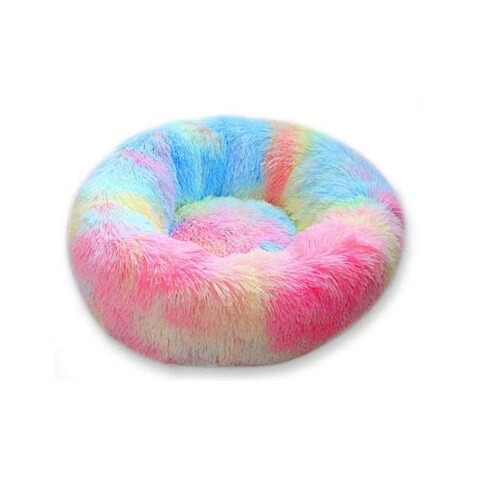 ALISSA-50cm Round Donut Beds Sofa for Small Dogs, Warm Plush Calming Pet Bedding, Pluffy, Comfy&amp;Cute Faux Fur Cuddler, Multi-color.