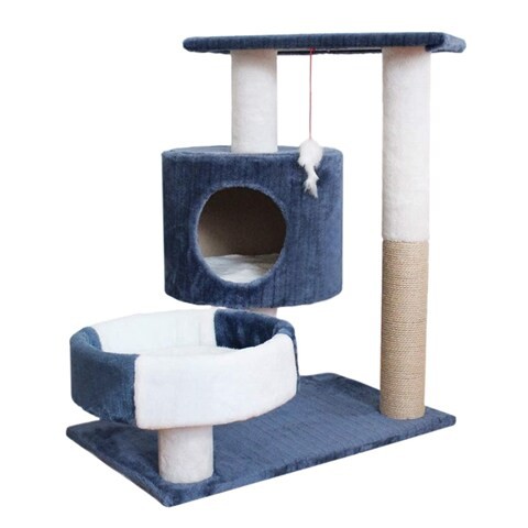 Aiwanto Cat Playing House Cat Tree Wood Rattan Cat Playing Tree Cat Playing Accessories Cat House