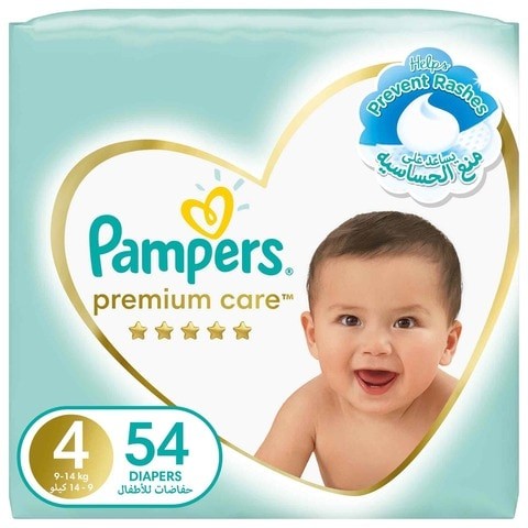 Pampers Premium Care Diapers Maxi Size 4 9-14kg Value Pack 54 Count