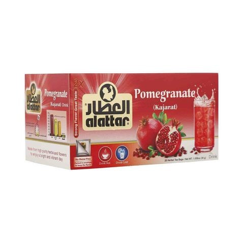 Alattar Green Tea Bags Pomegranate 20 Count