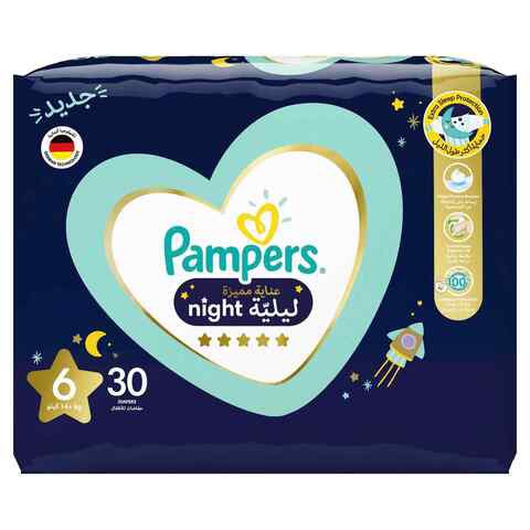 Pampers Premium Care Extra Sleep Protection Night Diapers Size 6 14+kg 30 Diaper Count