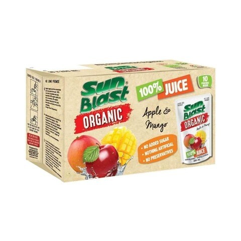 Sunblast organic apple and mango juice 200ml x 10 pieces