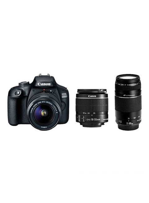 Canon EOS 4000 DSLR Camera with EF-S 18-55mm f/3.5-5.6 III Lens + EF-75-300mm f/4-5.6 III Lens USM 18 MP, Built-in Wi-Fi and bluetooth