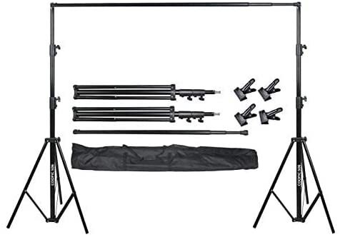 COOPIC S06 2.8 X 3.2 meters Heavy Duty Adjustable Backdrop Support System Photography Studio Video Stand with 4 Heavy Clamps and 1 Carrying Bag (S06 1 KIT)