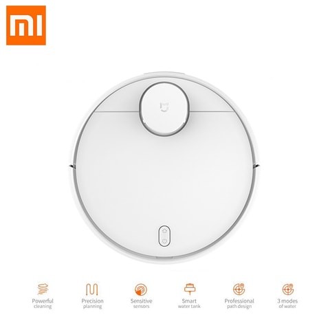 Xiaomi Mi Robot Vacuum Cleaner 2 in 1 Vacuum Cleaner and Mop, Auto Cleaning, Water Tank, 3 Cleaning Modes, Smart Navigation - Works with Google Assistant, Alexa - White