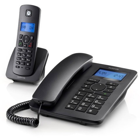 Motorola C4201 Corded Telephone with Cordless Handset Black