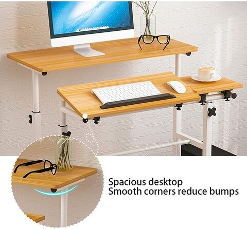 SKY-TOUCH Mobile Standing Desk, Height Adjustable Sit-Stand Mobile Laptop Computer Tablet,Laptops with Keyboard and Mouse Tray, Home Office Desk with Wheels for Computer Workstation