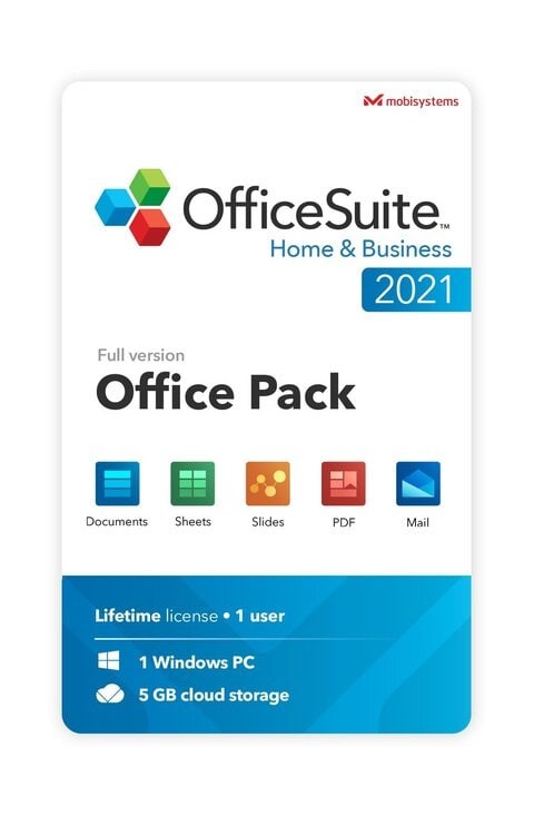 OfficeSuite Home & Business 2021 - الترخيص الكامل - متوافق مع Microsoft® Office Word و Excel & PowerPoint® و Adobe PDF للكمبيوتر الشخصي الذي يعمل بنظام Windows 10 و 8.1 و 8 و 7 (جهاز كمبيوتر واحد / مستخدم واحد)