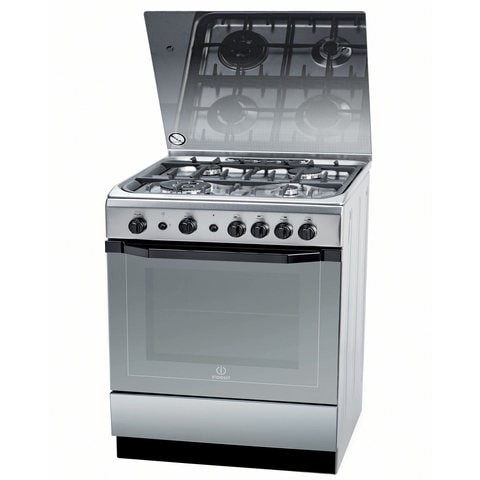 Indesit Gas Cooker 60 x 60 cm with 4 Burners, Stainless Steel: I6TG1GXGHEX