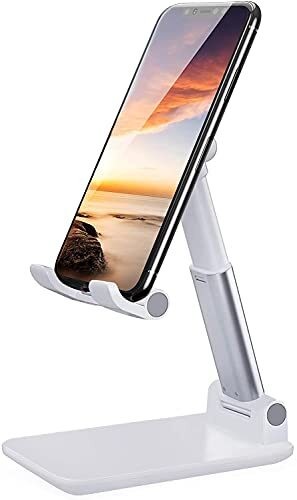 Foldable Smart Phone And Tablet Stand For Desk With Angle And Height Adjustable (Silver)