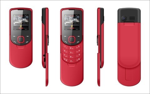 S-Mobile Bluetooth mobile phone, 3D stereo touch control, sweat proof, no flash, OneStep paired dual SIM card (red)