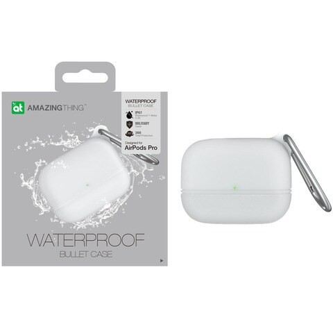 Cool Design Water Resistant for Apple AirPods Pro / High Quality Silicone Cover (IP67) (1m / 3.3ft) 360 Degree Military Grade Protection - White