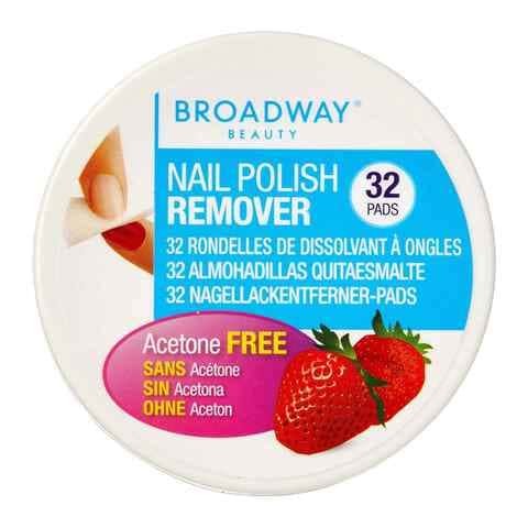 Broadway Strawberry 36B Nail Polish Remover Pads - 32 Pieces