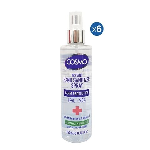 Cosmo Instant Hand Sanitizer 70% Alcohol 250ml x 6 Bottles