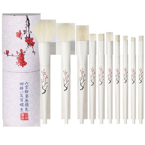 10 piece set of Chinese style make-up brush - loose powder full set of make-up brush white + brush barrel