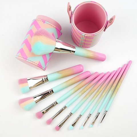 10-Piece Metal Makeup Brush Set