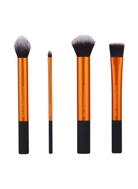 4-Piece Real Techniques Makeup Brush Set Gold/Black