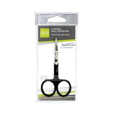 QVS Curved Nail Scissors - Silver and Black