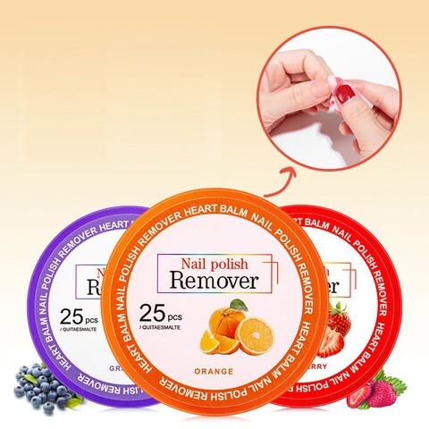 3 PCS Of Nail Polish Remover Pads With Different Flavors.