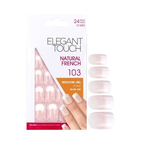 Elegant Touch Natural French False Nails - 103 Medium Pink