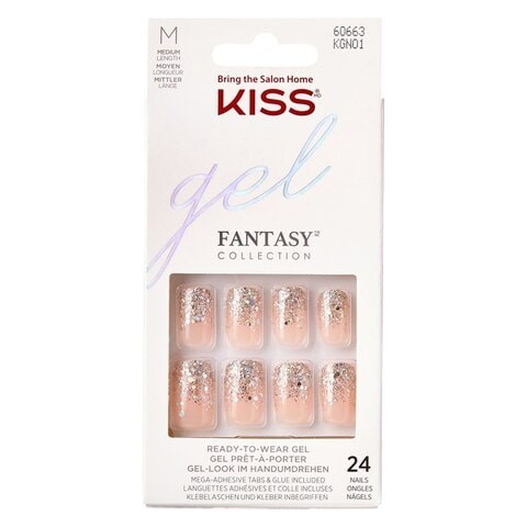 Kiss Fantasy Gel False Nails - KGN01 Multi Color, 28 Pieces