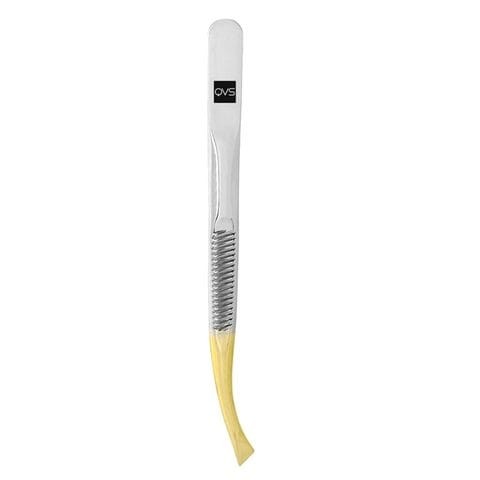 QVS Classic Slant Tip Tweezers - Gold and Silver