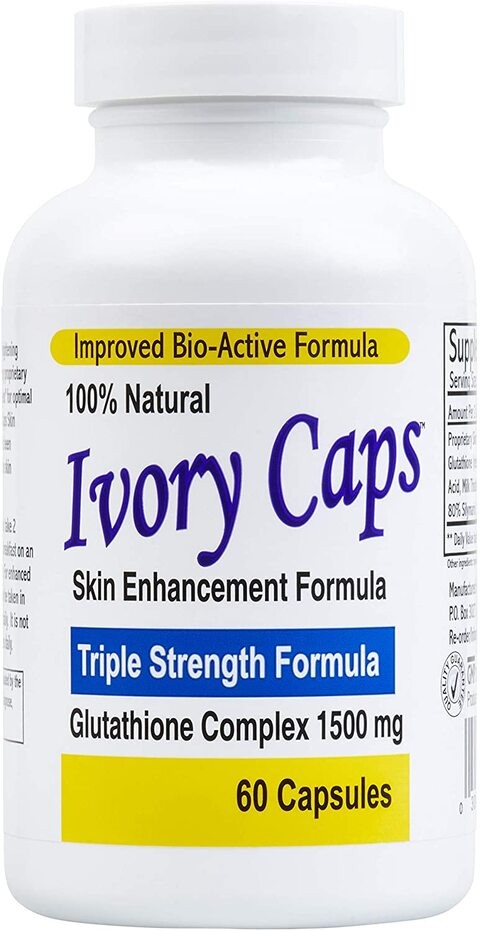 Ivory Capsules Maximum Potency 1500mg Glutathione for Combination Skin Lightening Pills, 60 Capsules