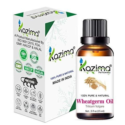 KAZIMA WheatGerm Cold Pressed Carrier Oil - 100% Pure Natural & Undiluted For Skin care & Hair treatment (15ml)