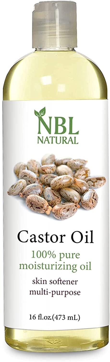 NBL Natural Castor Oil - Conditioning & Healing for Dry Skin & Hair Growth - For Skin & Hair Care, Thick Eyelashes & Eyebrows - 16 oz / 473 ml