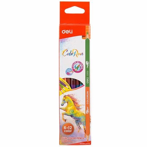 Deli Double Tip Coloring Pencils Set - 6 Pieces