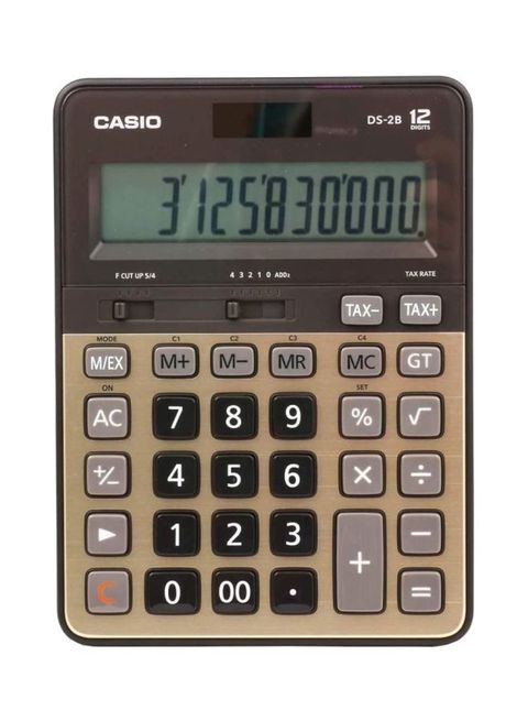 Casio 12-digit desk calculator, brown