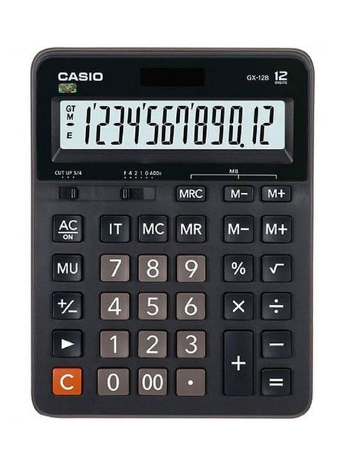 Casio Basic 12-Digit Calculator, Black/Grey