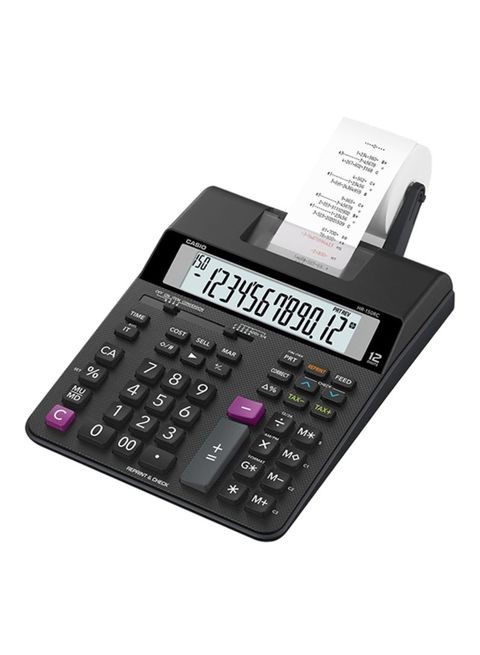 Casio Mini Print Calculator, 12 Digits, Black