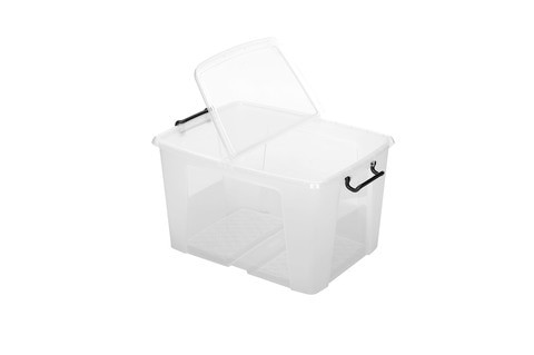 Strata, Made in UK, 65 Liter Smart Box with Folding Lid, L61xW46xH34.5 cm-STR-XW686-CLR/CLR-ST