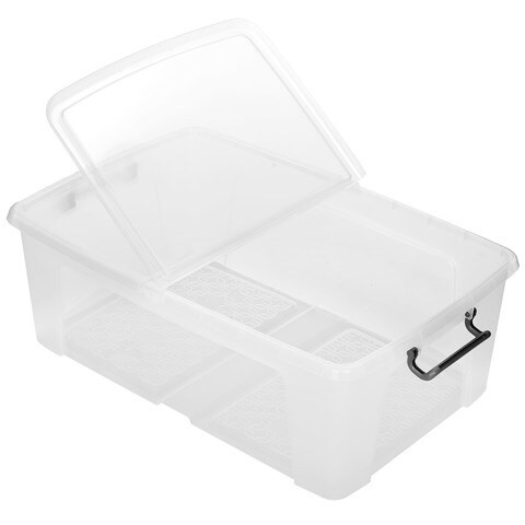 Strata, Made in UK, 50 Liter Smart Bin with Folding Lid, L70xW45xH23cm-STR-XW675-CLR/CLR-ST