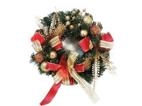 Gold and Red Christmas Wreath 30 cm <> Gold/Red