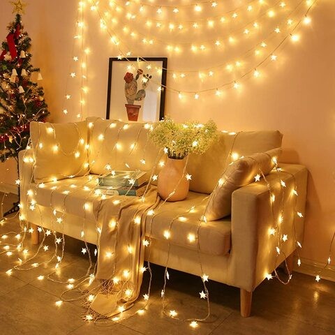 Aiwanto 50 LED Lights Christmas Tree Lights Decoratin Lights New Year Decoration Lights Diwali Decoration Star Lights Home Decoration(5M)