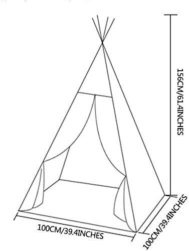 Home canvas teepee tent with 4 walls - size: 120 x 120 x 137 cm, blue color