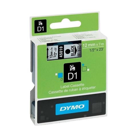 DYS0720500 Dymo Label Cassette Black/Clear D1 12mm x 7m