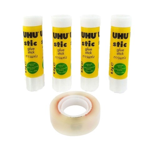 Yoho Glue Sticks Solvent Free , 4 Pieces + Cello Tape