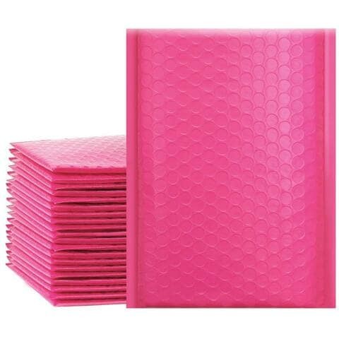 Alyssa 6" x 10" Pink Lined Self-Sealing Bubble Envelopes (Pink) - 25 Envelopes