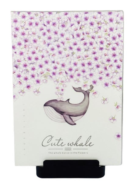 Languo A5 Stationery Writing Notebook with Cute Whale and Flower Design.(White)