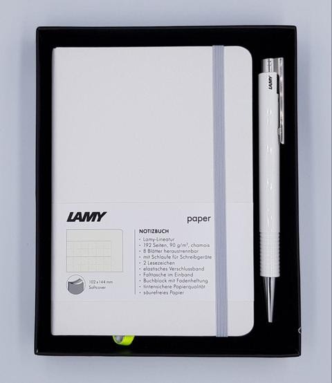 Lamy A6 Notebook White Soft Cover + Logo Pen Set