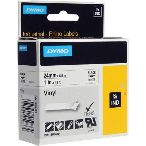 Dymo 24mm Vinyl Tape Black on White