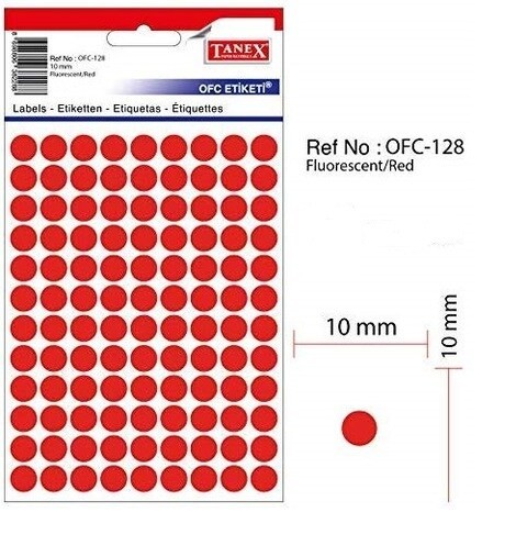 Tanix 10 mm multi-use sticker in red color