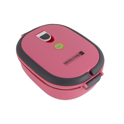 Royalford Stainless Steel Inner Lunch Box Pink/Black 0.9 Liter